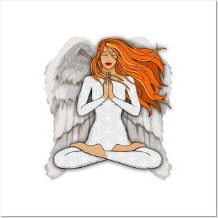 Woman Guardian Angel Meditating Posters and Art